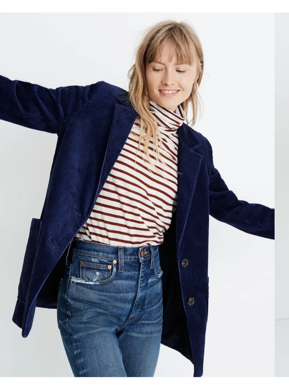 Madewell Corduroy Dorset Blazer in Deep Midnight